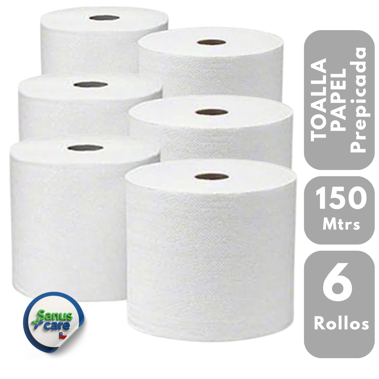 TOALLA PAPEL PREPICADA PACK 6 UNIDADES 150 Mtrs
