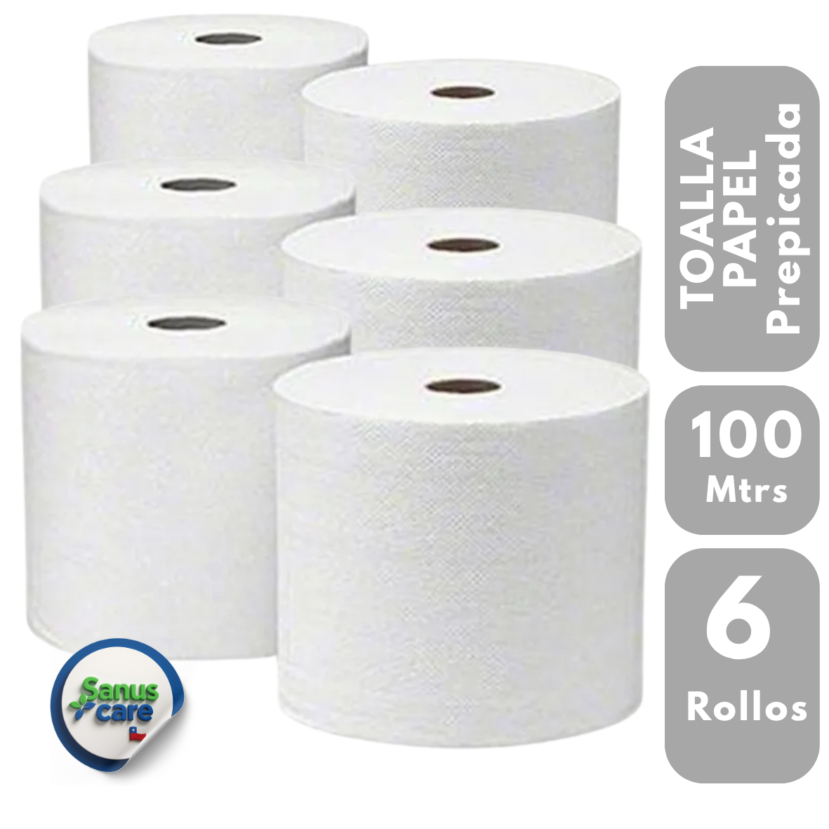 TOALLA PAPEL PREPICADA PACK 6 UNIDADES 100 Mtrs