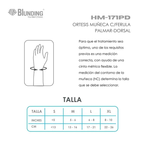 ORTESIS MUÑECA C/FERULA PALMAR-DORSAL